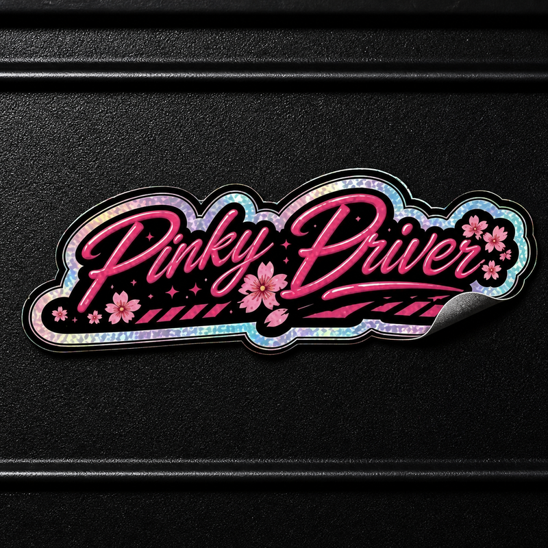 Pinky Driver high tack die cut sticker logo