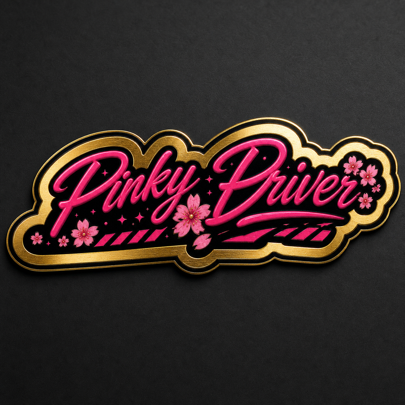 Pinky Driver metallic gold die cut sticker logo