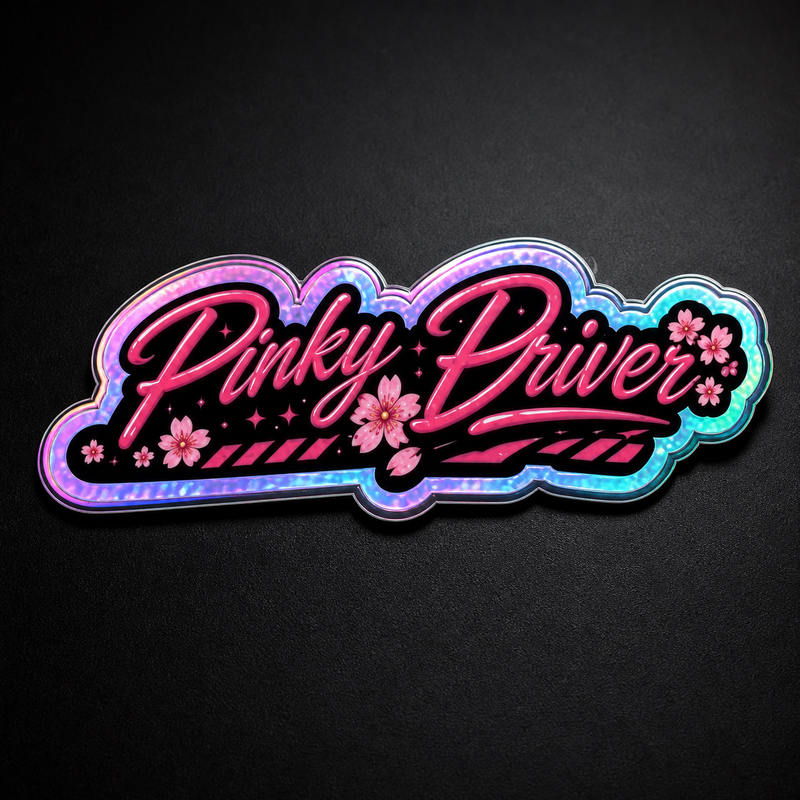Pinky Driver cosmic shift die cut sticker logo