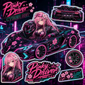 Pinky Driver Cyberpunk Rain Hypercar Sticker Set product view 1