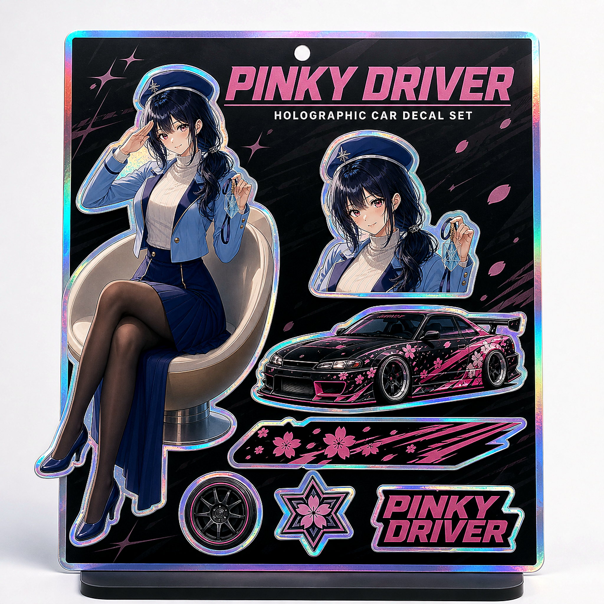 Pinky Driver Midnight Navy Holographic Decal Set product view 1