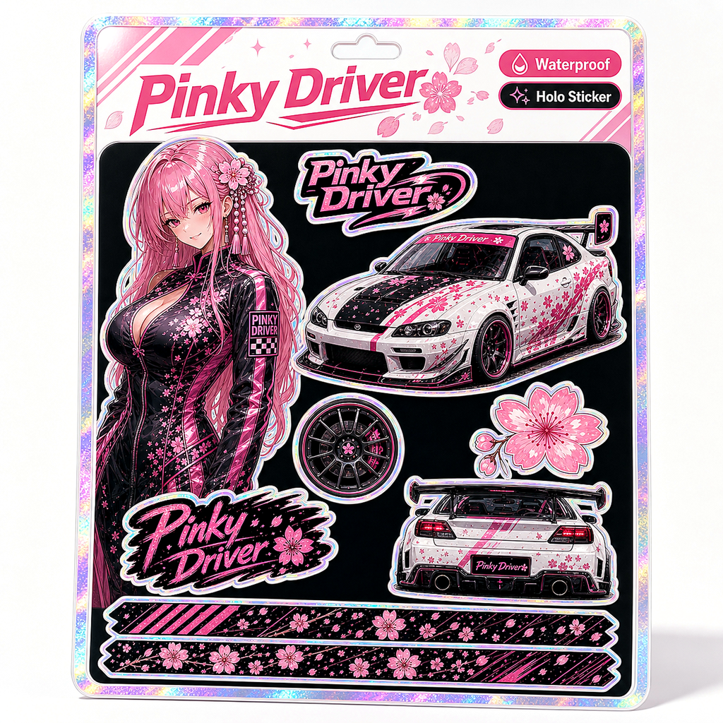 Pinky Driver Clean White Studio sticker set feature detail