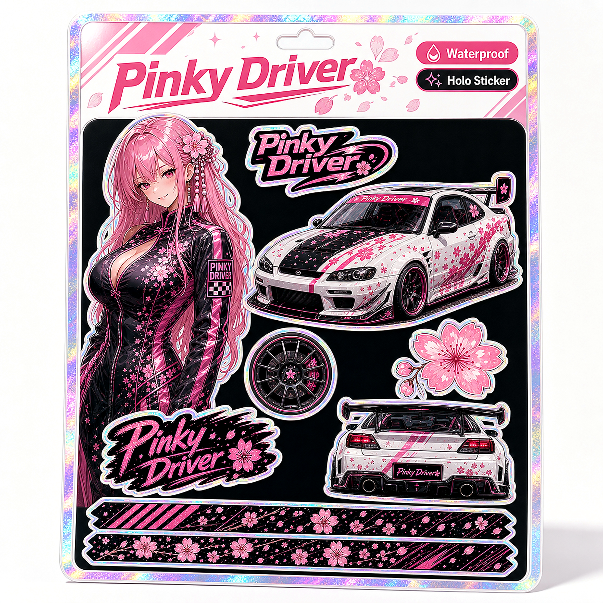 Pinky Driver Clean White Studio sticker set feature detail