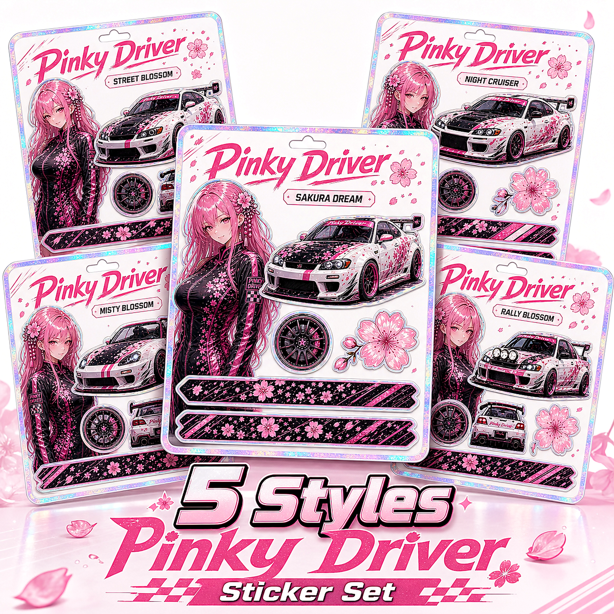Pinky Driver Clean White Studio sticker set bundle view