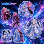 Pinky Driver Crystalline Speed six-piece anime car sticker set