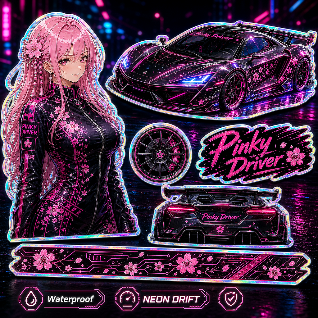 Pinky Driver Cyber Neon sticker set hero