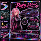 Pinky Driver Cyber Neon sticker set feature detail