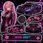 Pinky Driver Cyber Neon sticker set application view