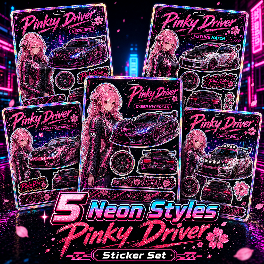 Pinky Driver Cyber Neon sticker set bundle view