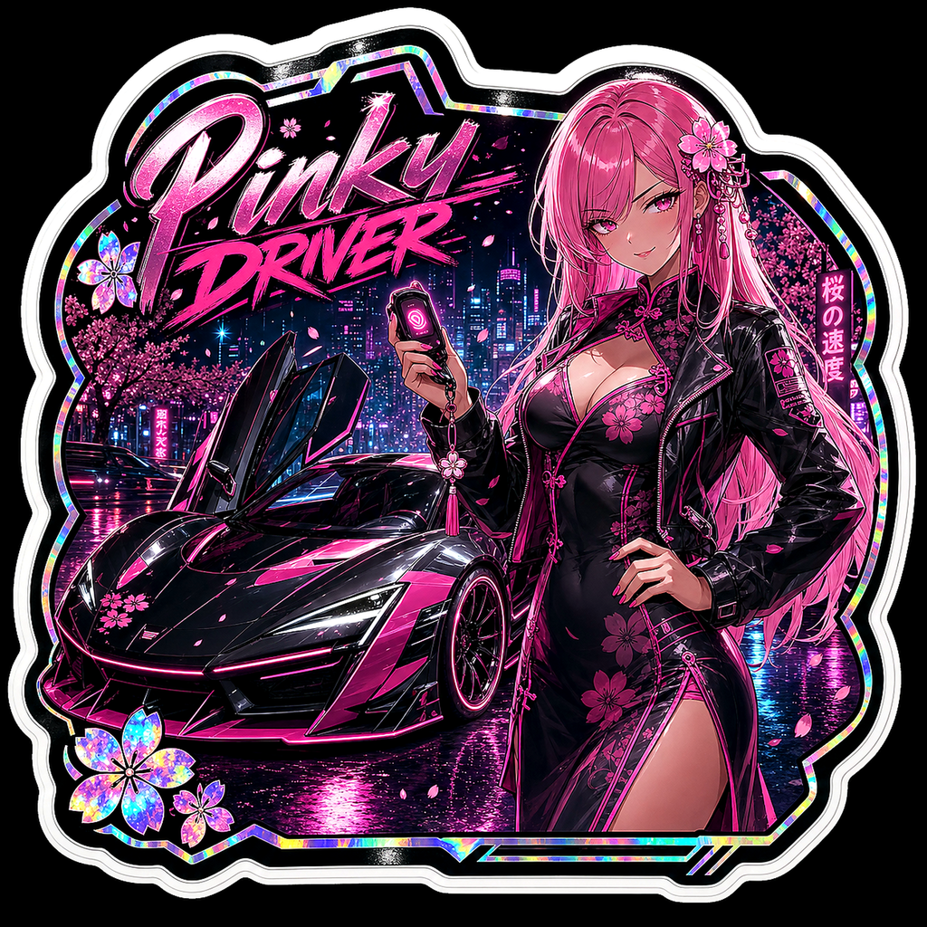 Pinky Driver Cyber Neon Sticker Set additional high-resolution decal artwork