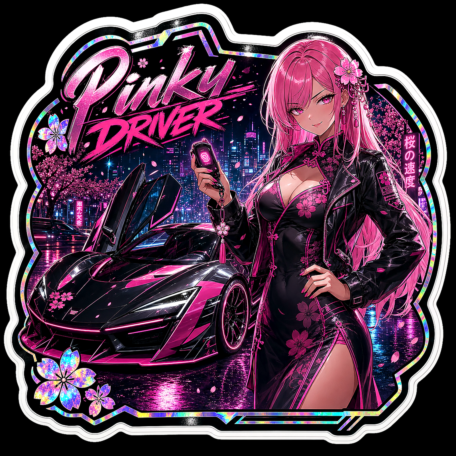 Pinky Driver Cyber Neon Sticker Set additional high-resolution decal artwork