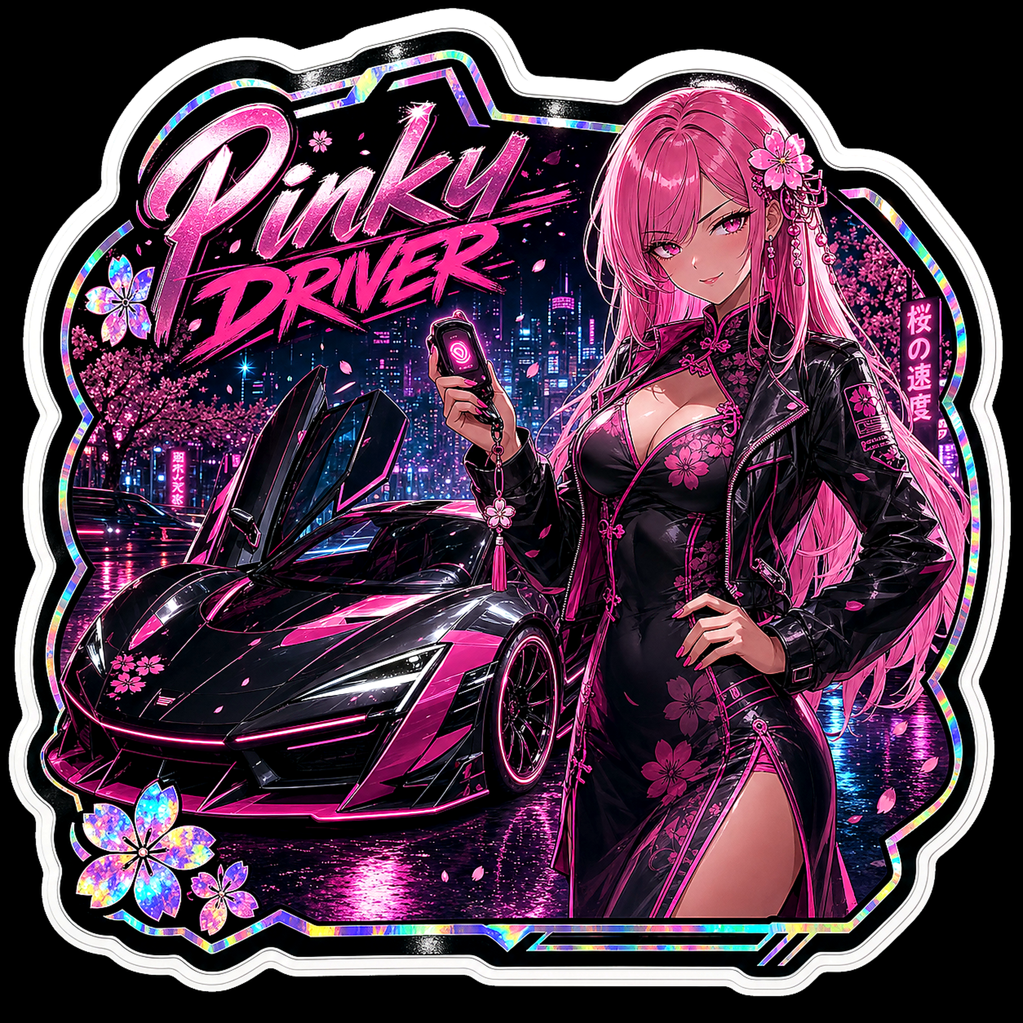 Pinky Driver Cyber Neon Sticker Set additional high-resolution decal artwork