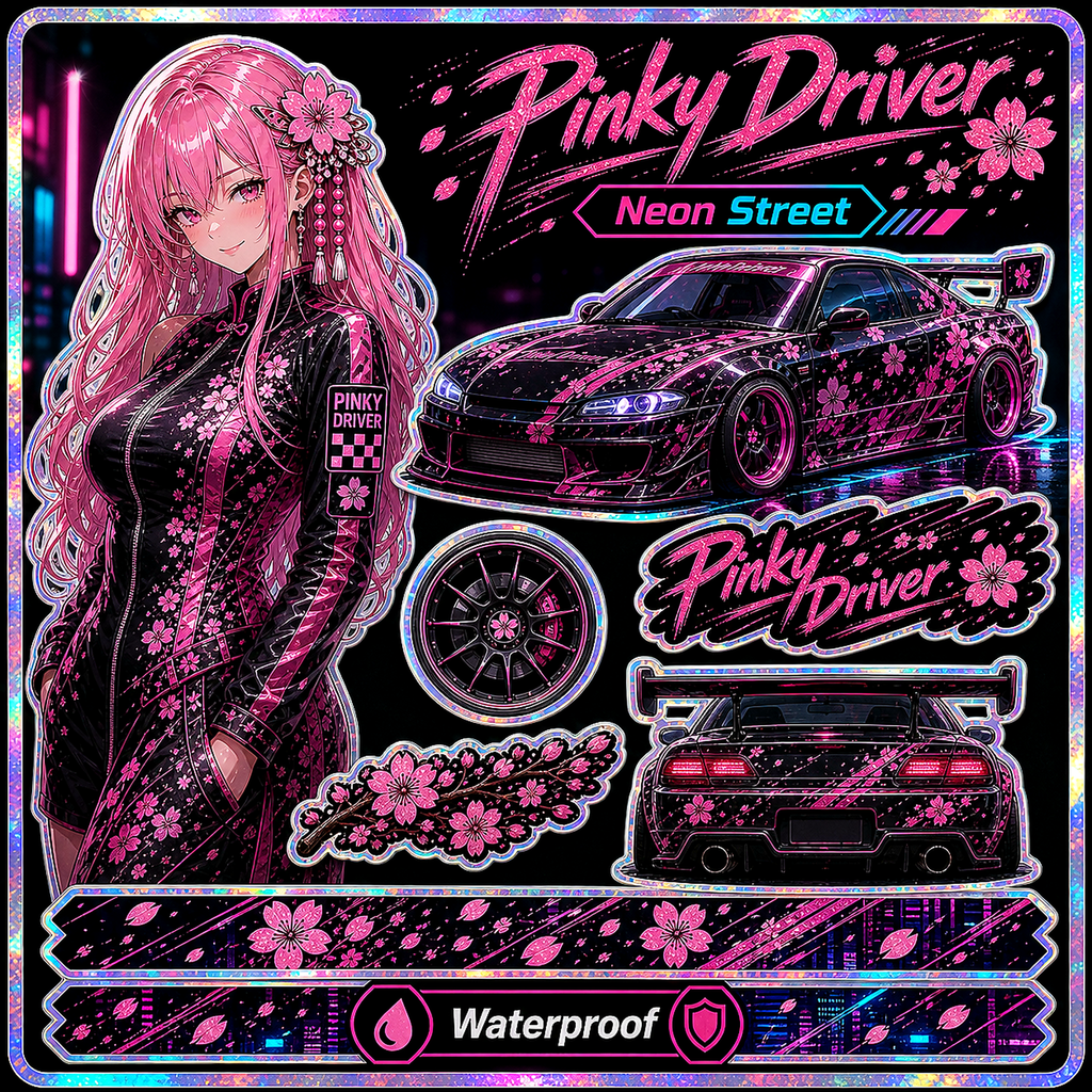 Pinky Driver Neon Street sticker set hero