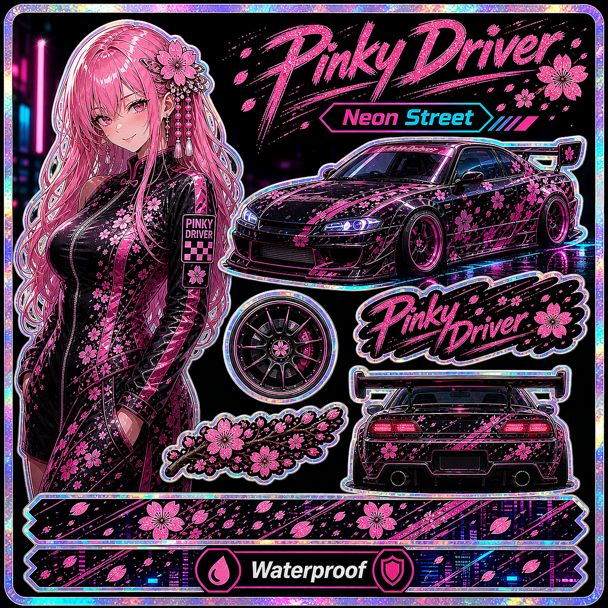 Pinky Driver Neon Street sticker set hero