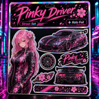 Pinky Driver Neon Street sticker set flat lay