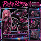 Pinky Driver Neon Street sticker set application view
