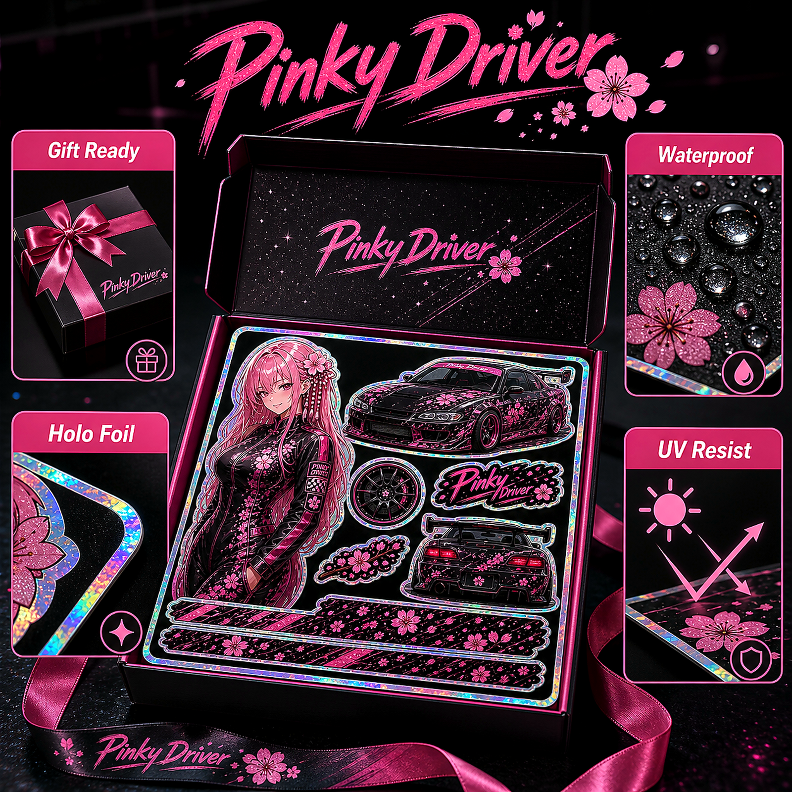 Pinky Driver Premium Gift Box sticker set feature detail