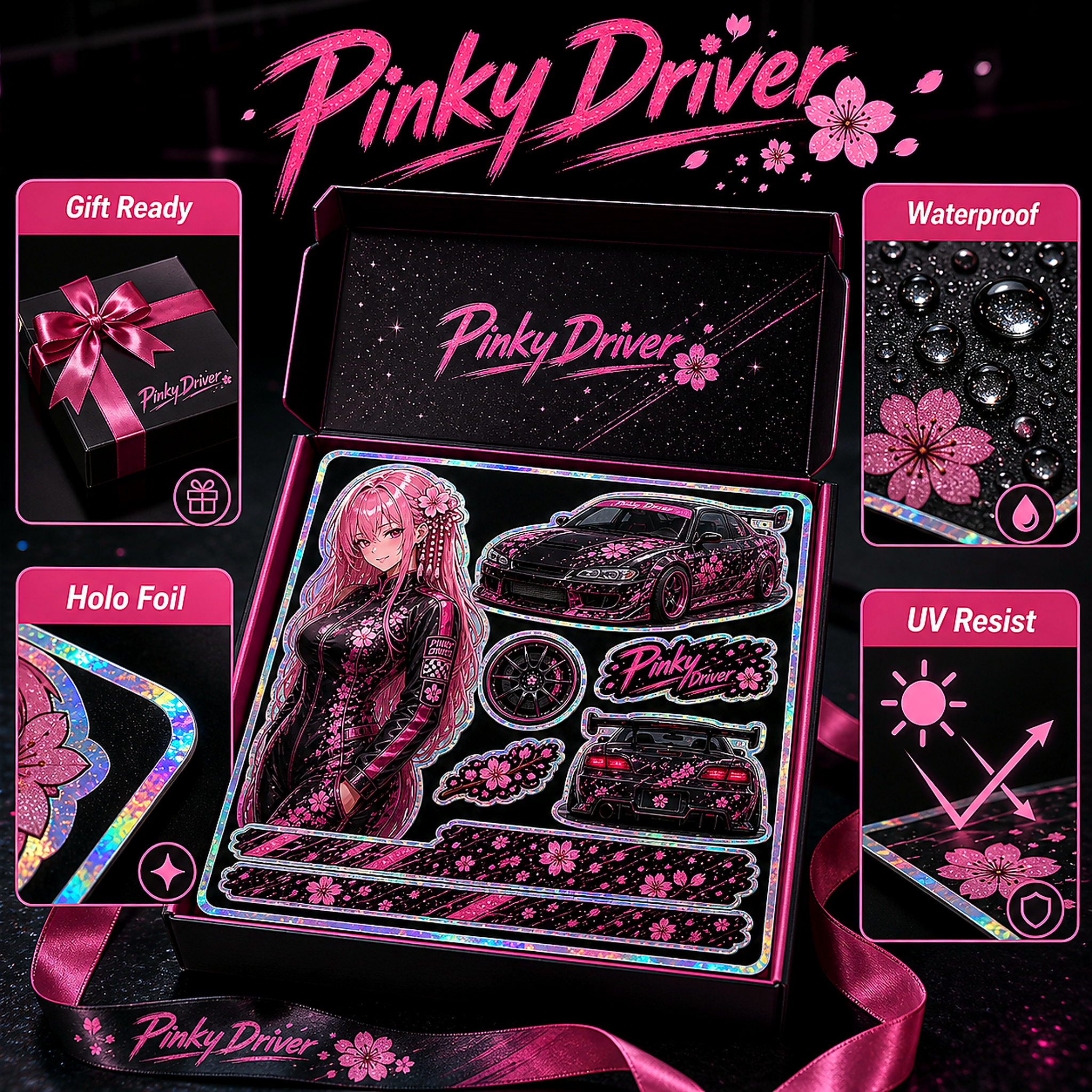 Pinky Driver Premium Gift Box sticker set feature detail