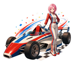 Racing driver with classic open wheel car sticker