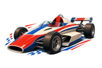 Blue red white open wheel racing car sticker