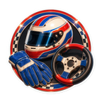 Racing helmet glove and wheel emblem sticker