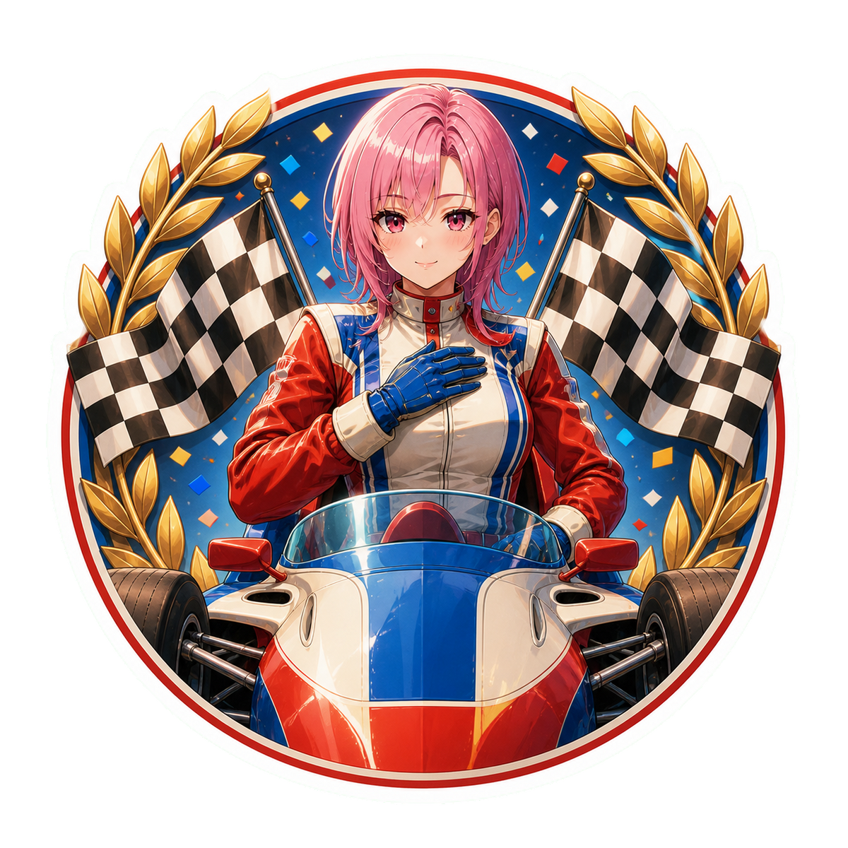 Champion racing medallion sticker