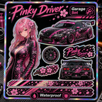 Pinky Driver Racing Garage sticker set hero