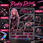 Pinky Driver Racing Garage sticker set feature detail