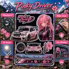 Pinky Driver Rally Outdoor sticker set feature detail