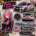Pinky Driver Rally Outdoor sticker set application view