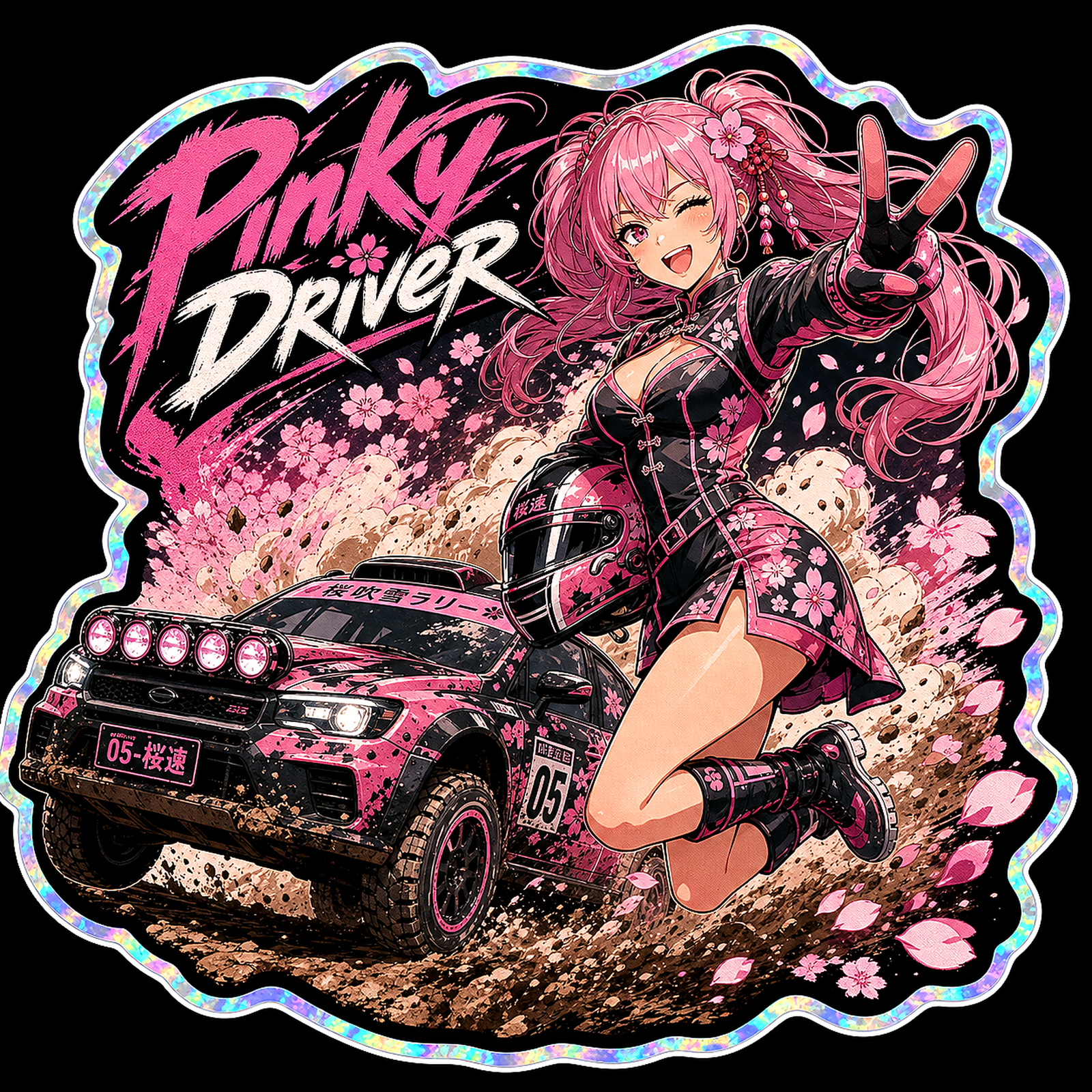 Pinky Driver Rally Outdoor Sticker Set additional high-resolution decal artwork