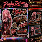 Pinky Driver Red Gold Racing sticker set application view