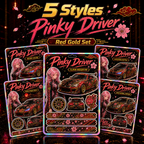Pinky Driver Red Gold Racing sticker set bundle view