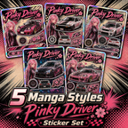 Pinky Driver Retro Manga sticker set bundle view