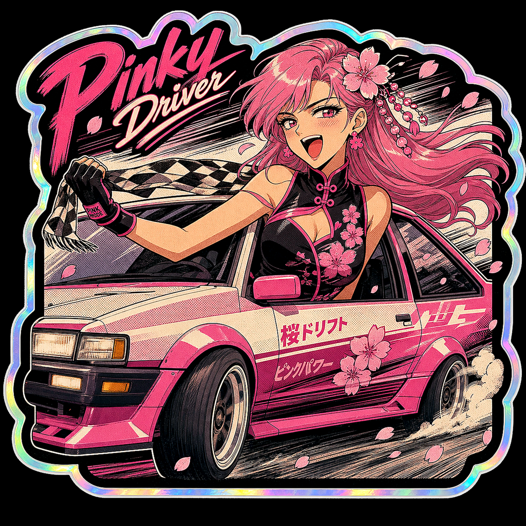 Pinky Driver Retro Manga Sticker Set additional high-resolution decal artwork