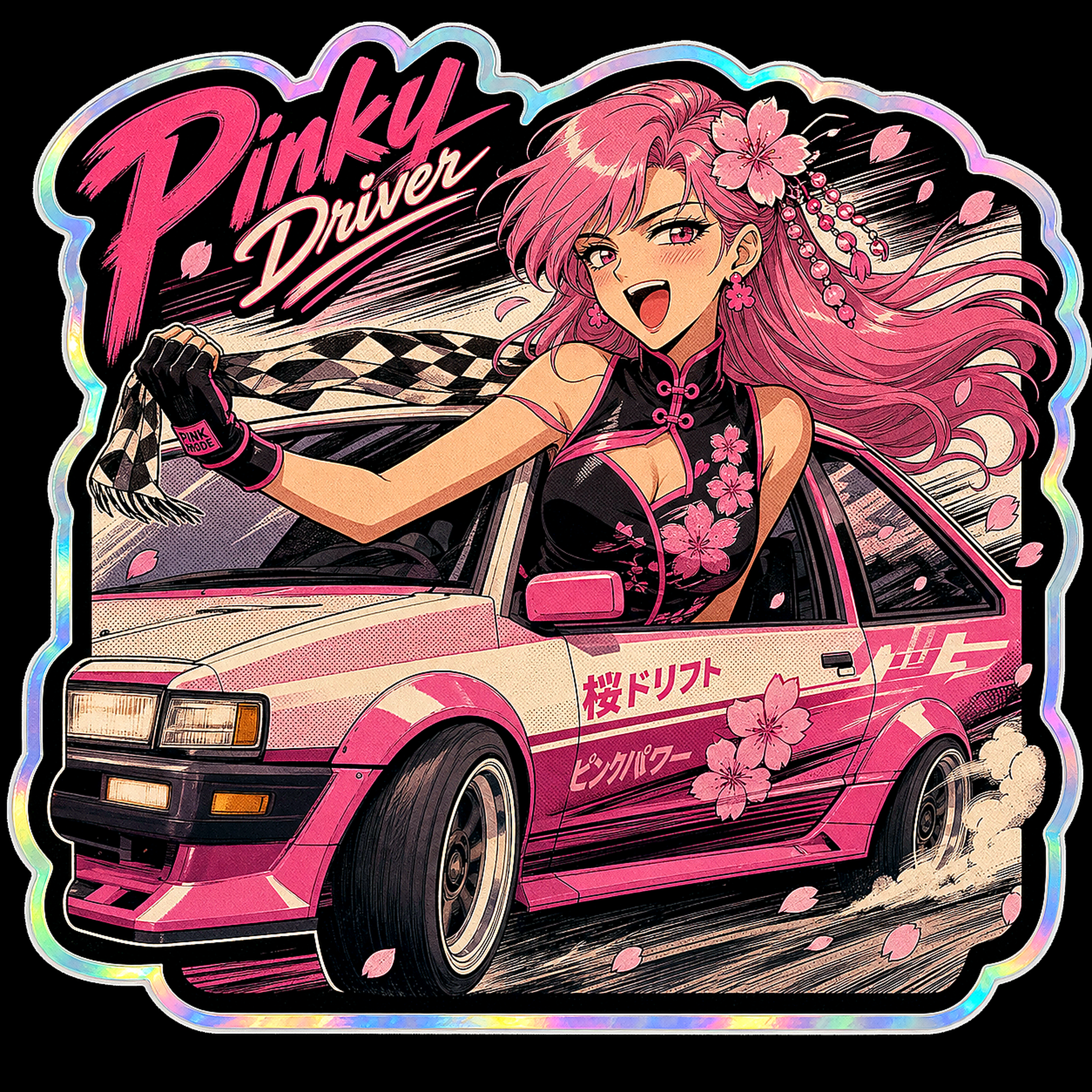 Pinky Driver Retro Manga Sticker Set additional high-resolution decal artwork