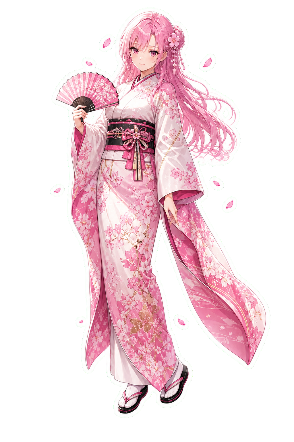 Full-body sakura kimono driver fan sticker