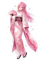 Full-body sakura kimono driver fan sticker