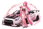 Sakura kimono driver with pink racing car sticker