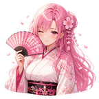 Winking sakura kimono driver portrait sticker