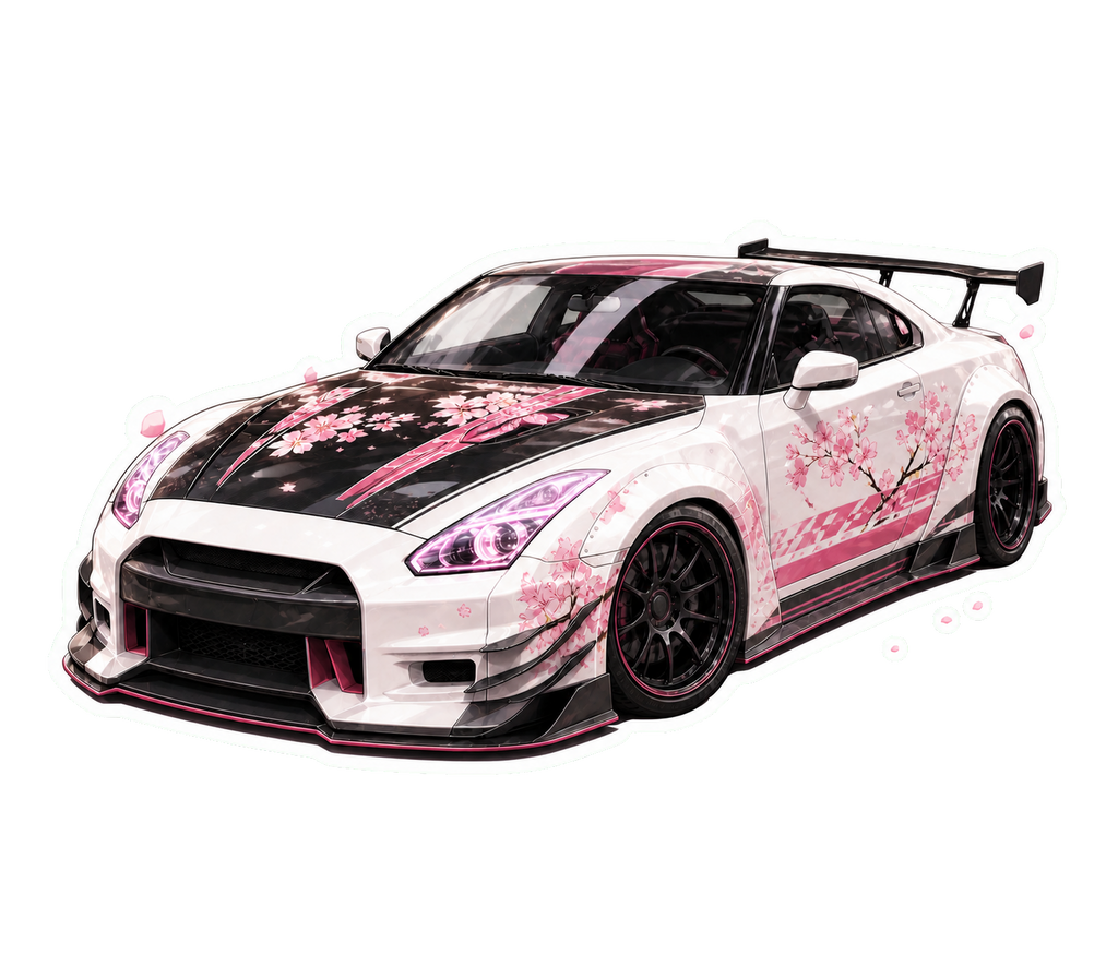 Sakura pink racing car front sticker