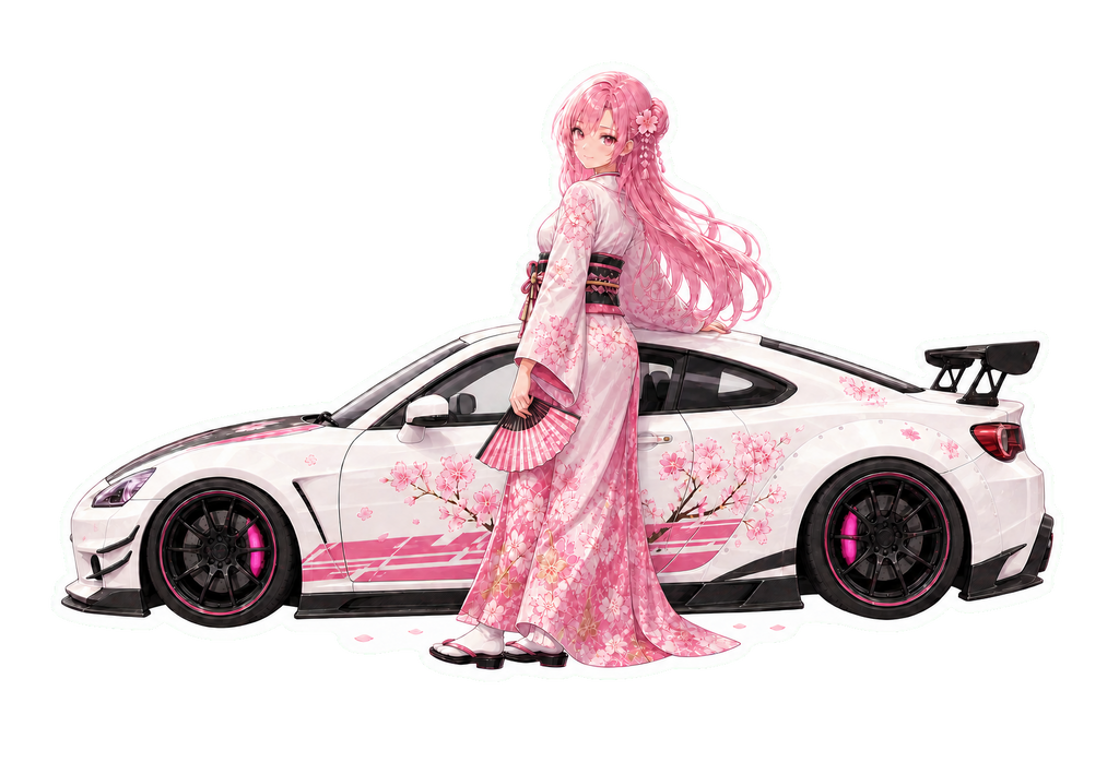 Sakura kimono driver lookback car door sticker
