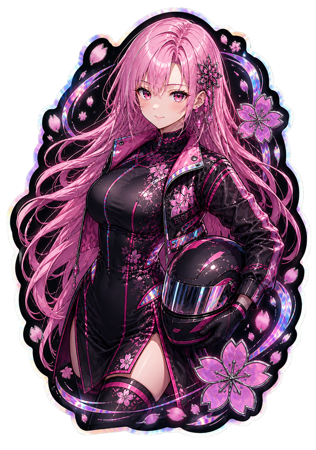 Sakura night driver portrait sticker