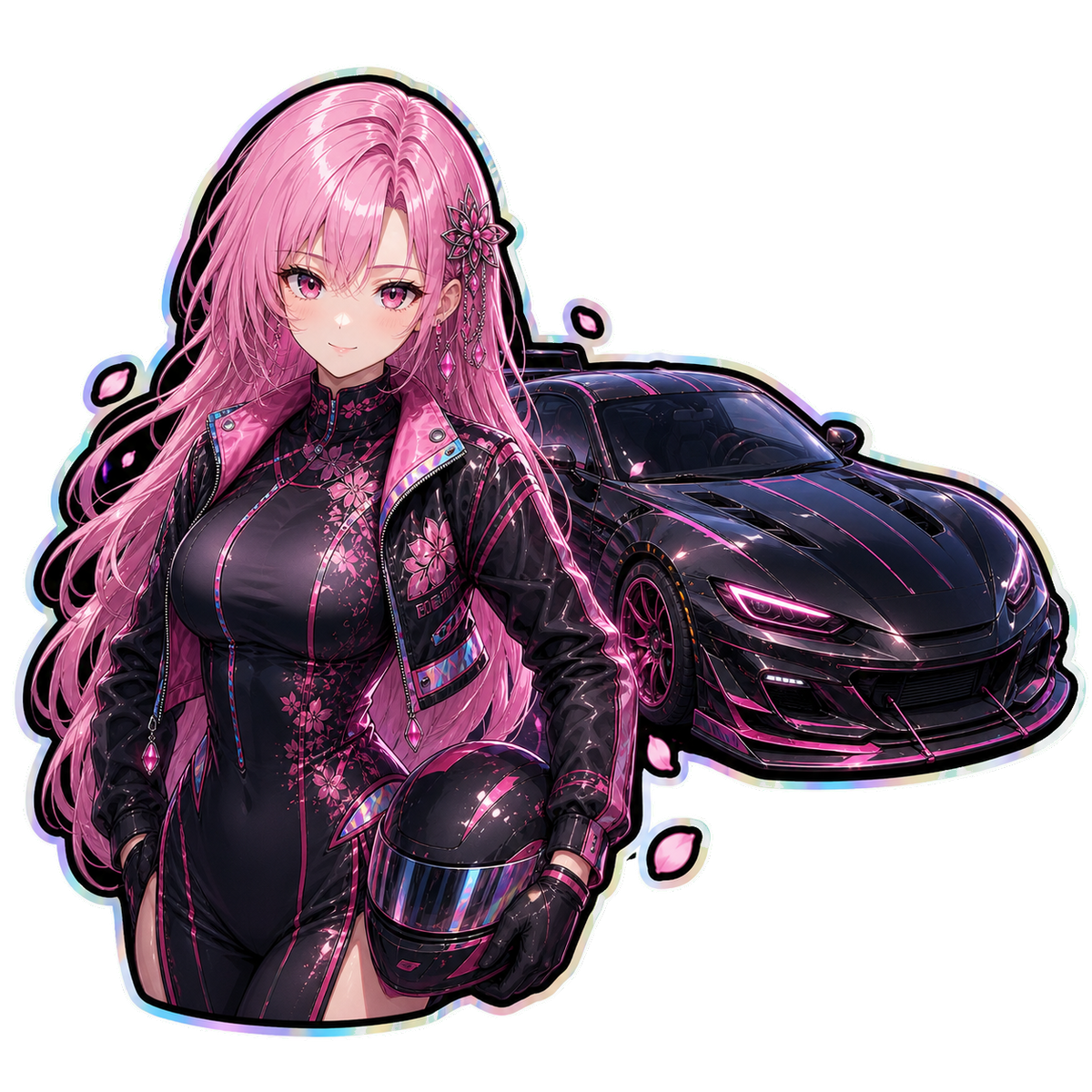 Black and pink widebody launch car sticker