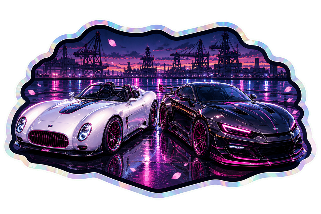 Twin car mechanical harbor emblem sticker