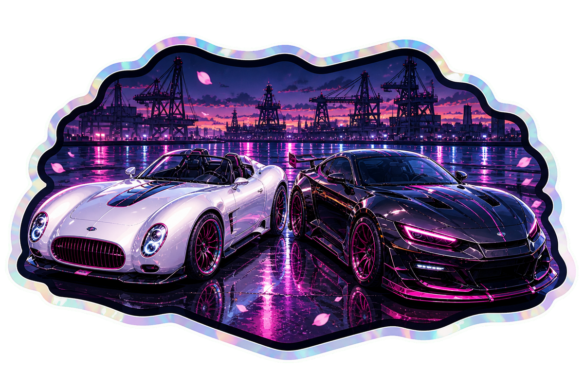 Twin car mechanical harbor emblem sticker