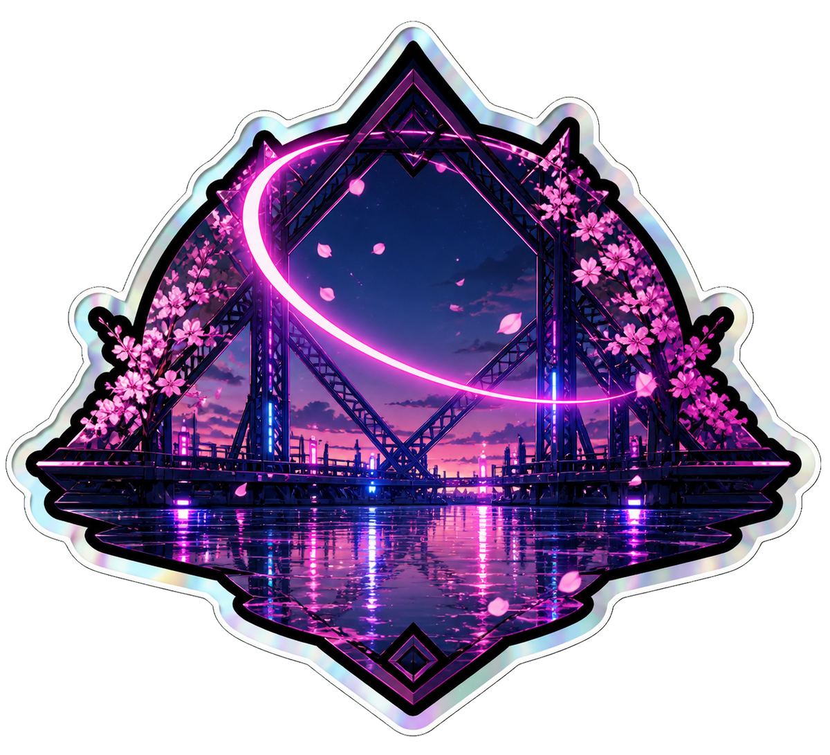Sakura harbor night crest sticker