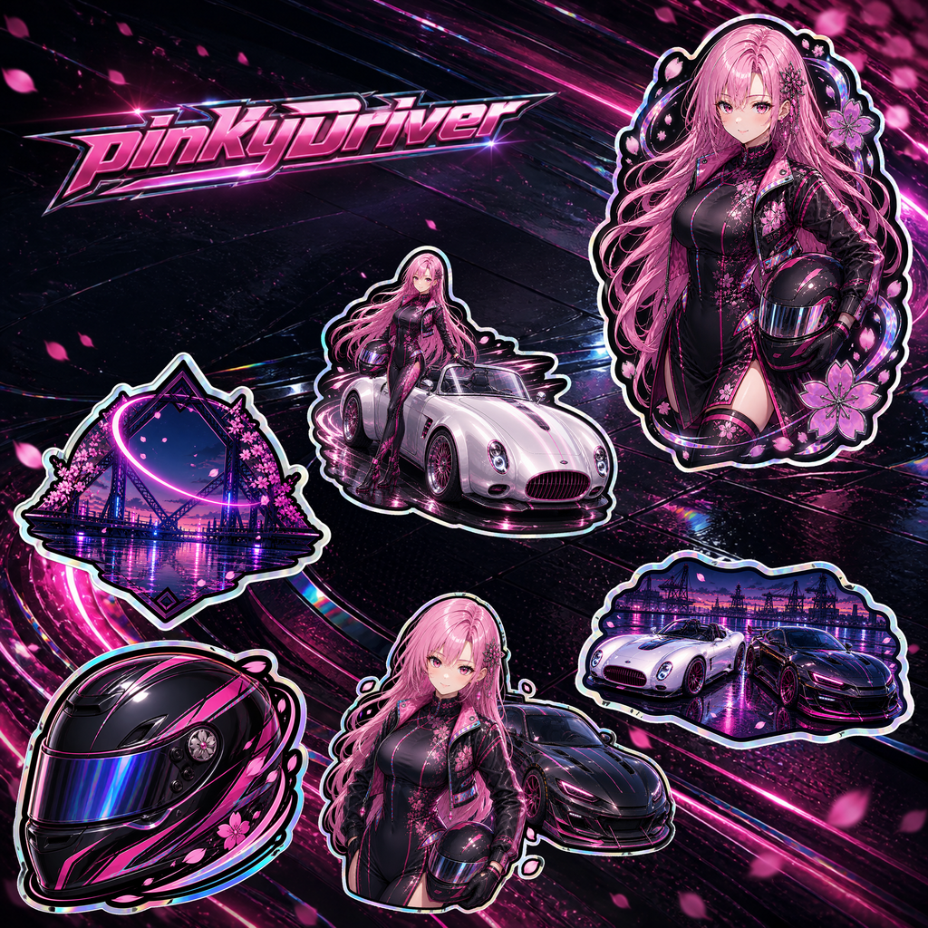 Pinky Driver Sakura Night 6-piece sticker set main image
