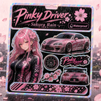 Pinky Driver Sakura Rain sticker set flat lay