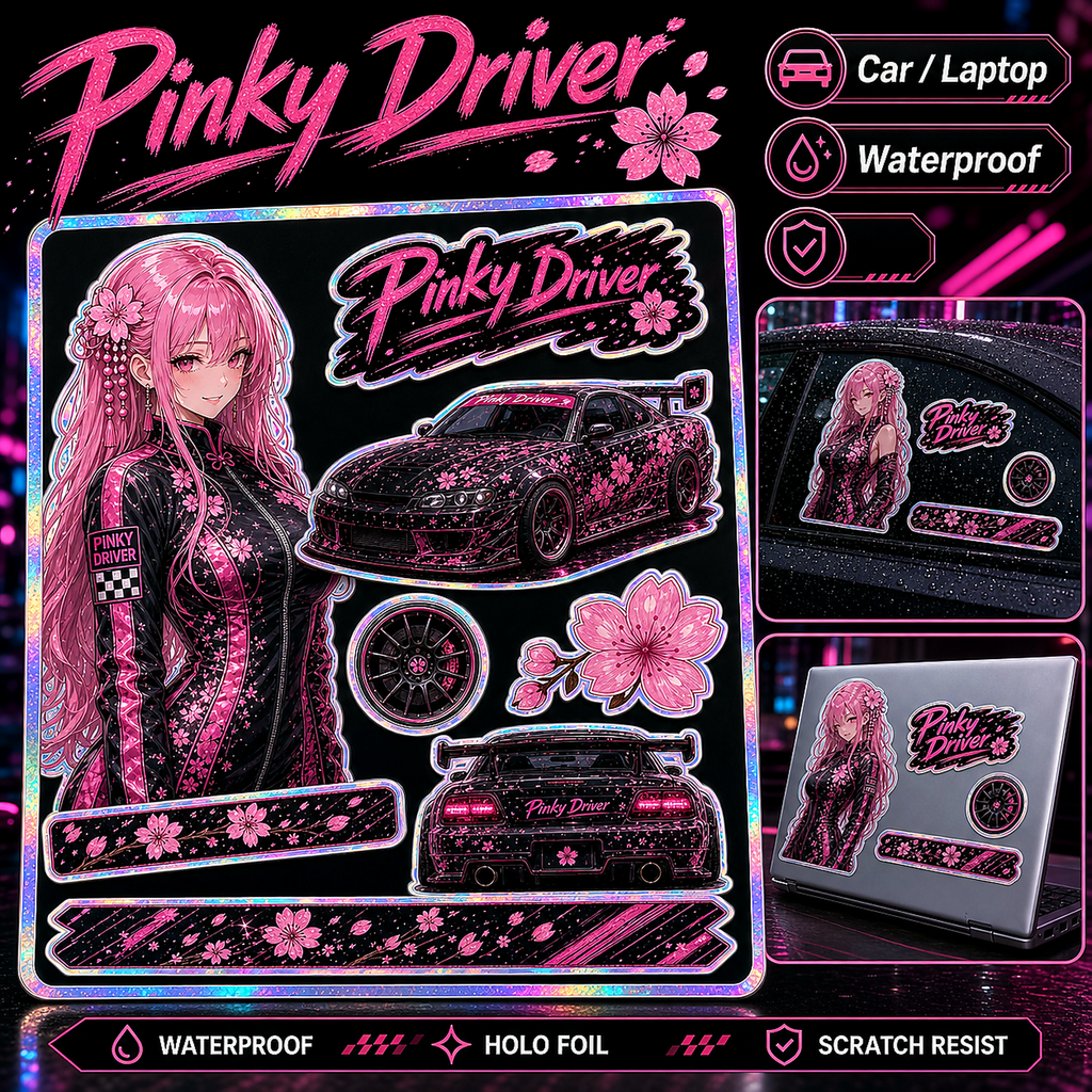 Pinky Driver Stardust Holo sticker set application view